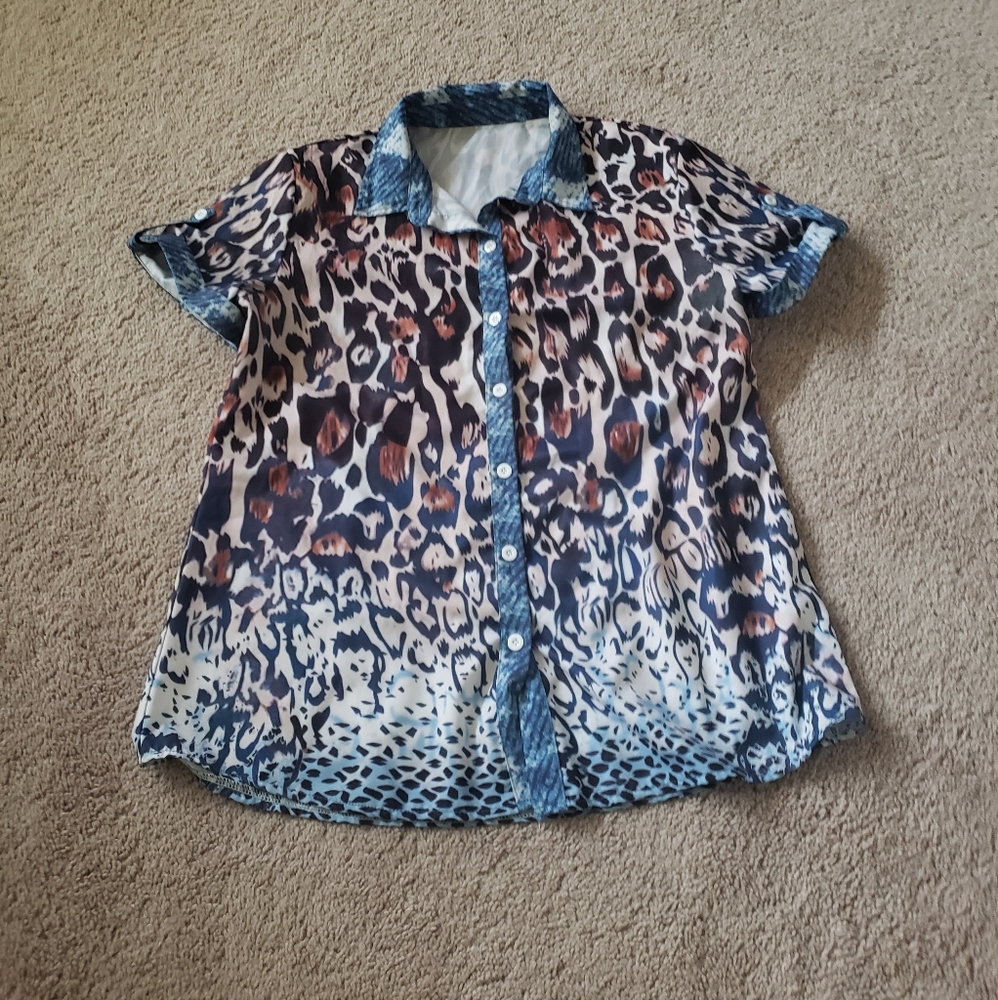 L Abstract Animal Print Pattern Block Ombre Cuffe… - image 7